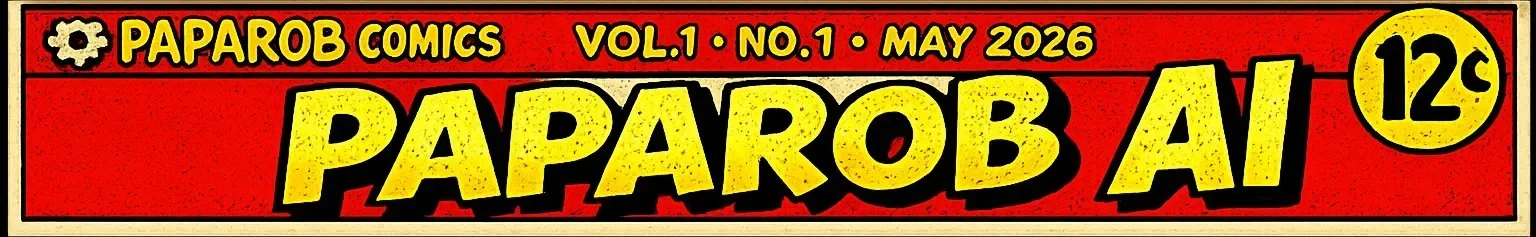 PapaRob Comics — Vol.1 No.1 May 2026 — PapaRob AI — 12 cents